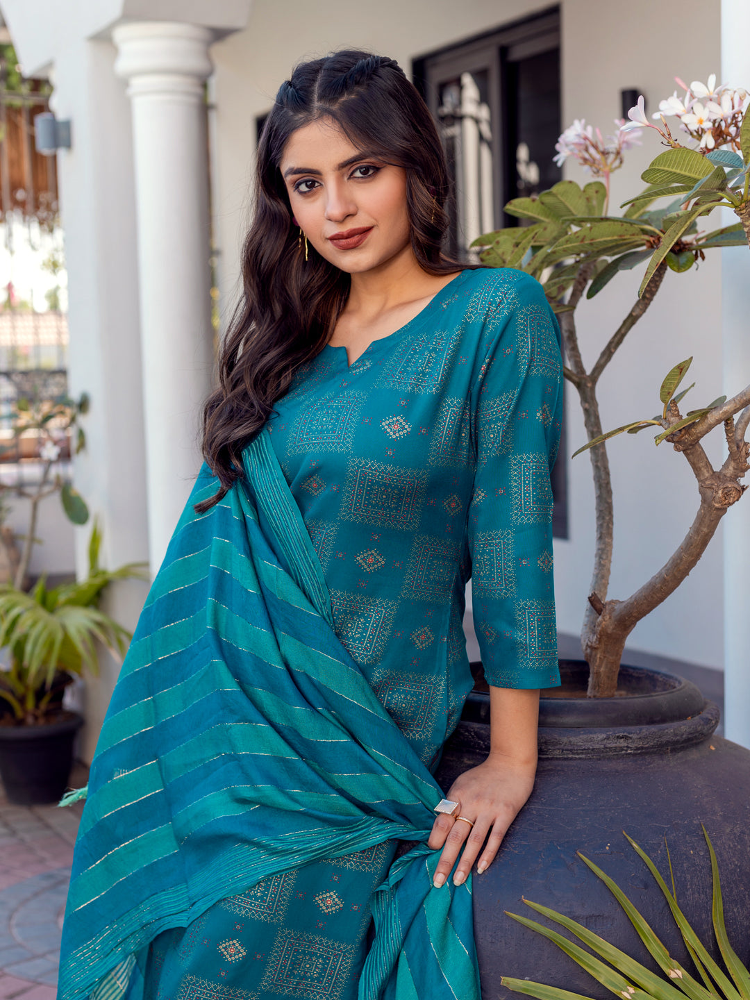 Women’s Fully Stitched Kurti Pant Set with Fancy Dupatta