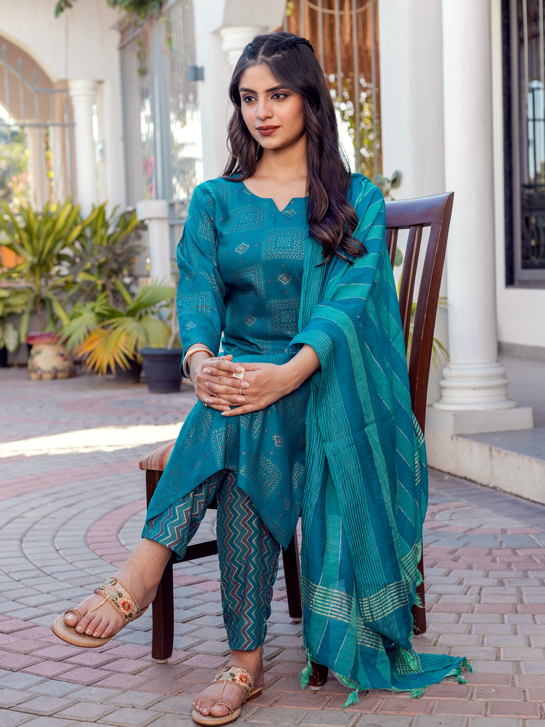 Women’s Fully Stitched Kurti Pant Set with Fancy Dupatta