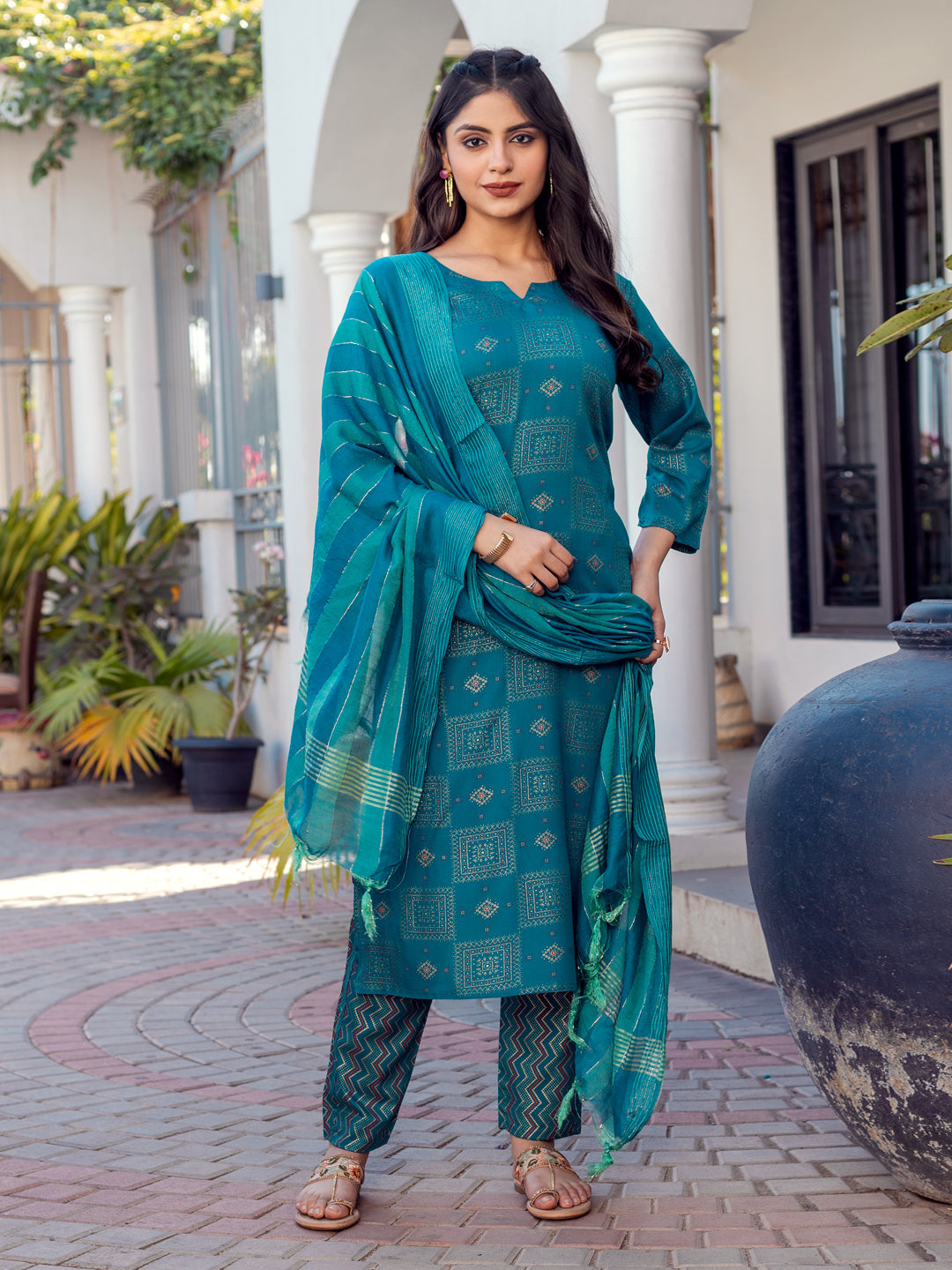 Women’s Fully Stitched Kurti Pant Set with Fancy Dupatta