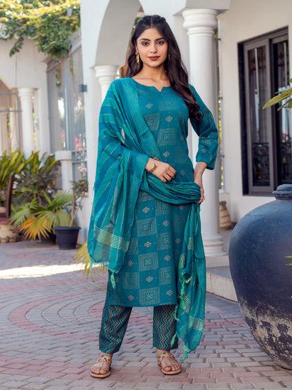 Women’s Fully Stitched Kurti Pant Set with Fancy Dupatta