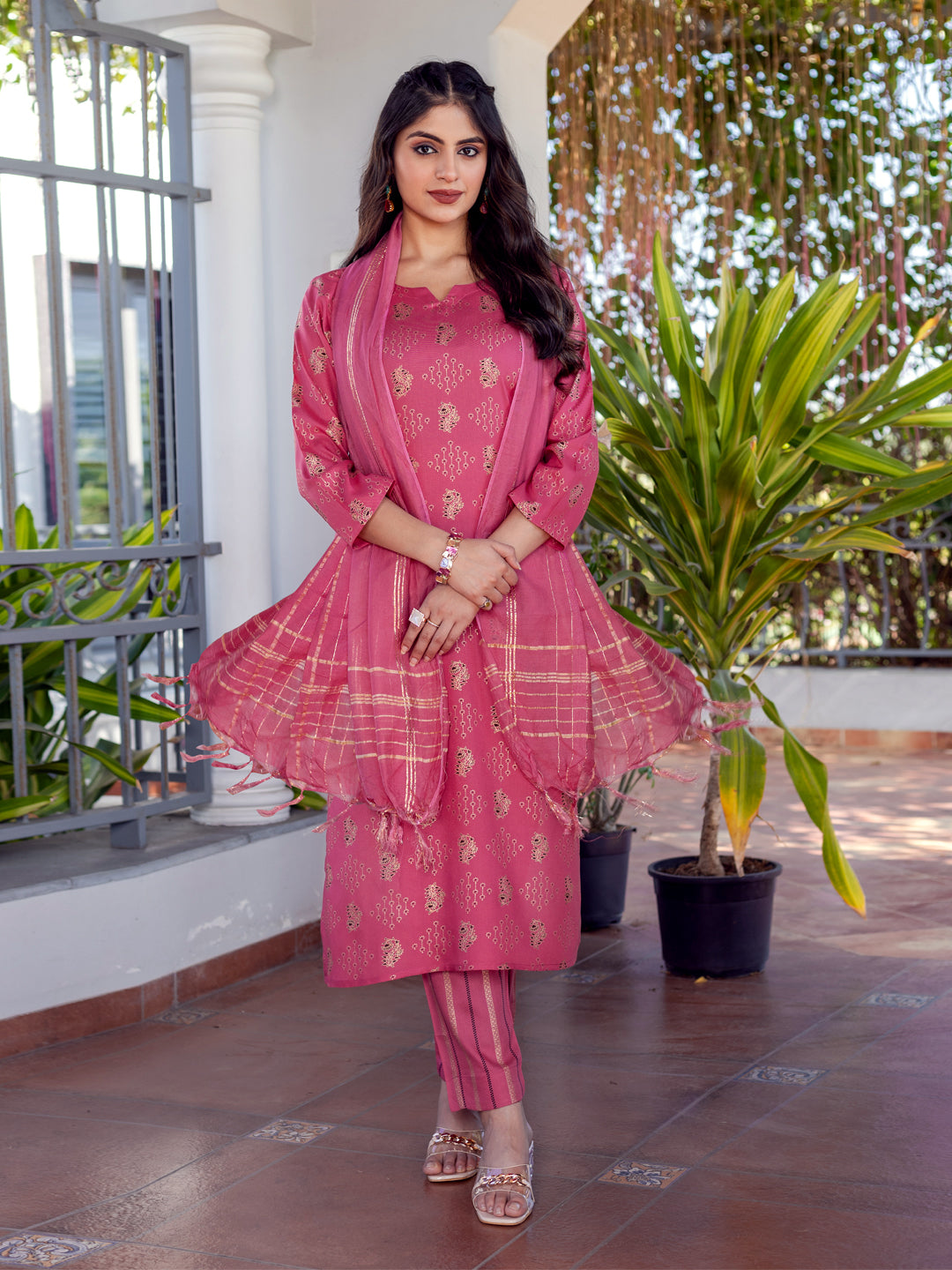 Ethnic Kurti Pant And Dupatta Set for Women - Ready to Wear Daily