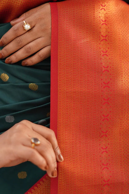 GoldEdge: Banarasi Silk Saree with Copper Zari And Statement Jacquard Border