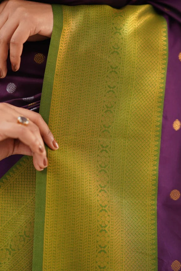 GoldEdge: Banarasi Silk Saree with Copper Zari And Statement Jacquard Border