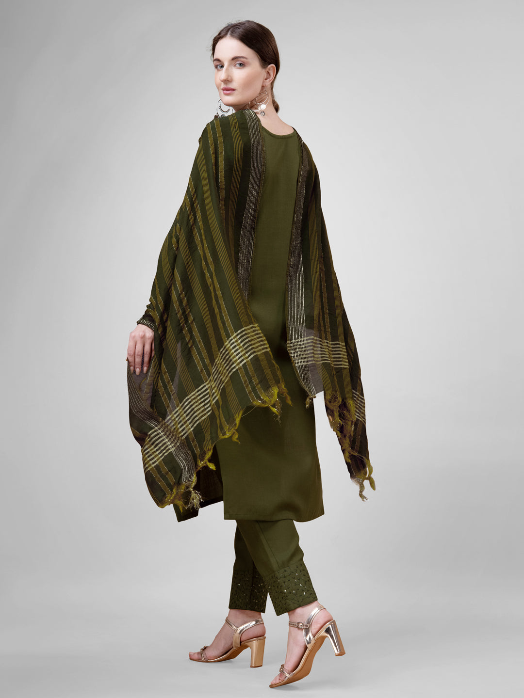 3-Piece Kurti Pant Dupatta Set - Fully Stitched Indian Traditional Wear