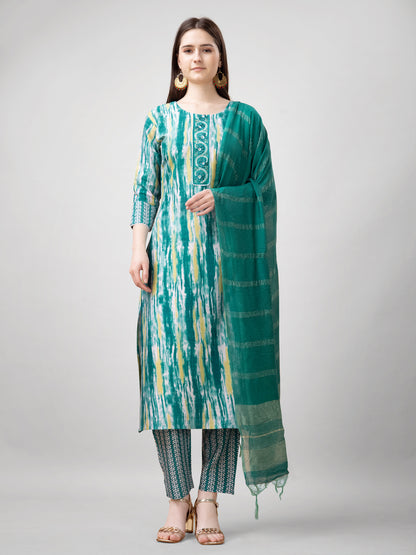 Comfort Fit Kurti Pant Set with Decorative Dupatta