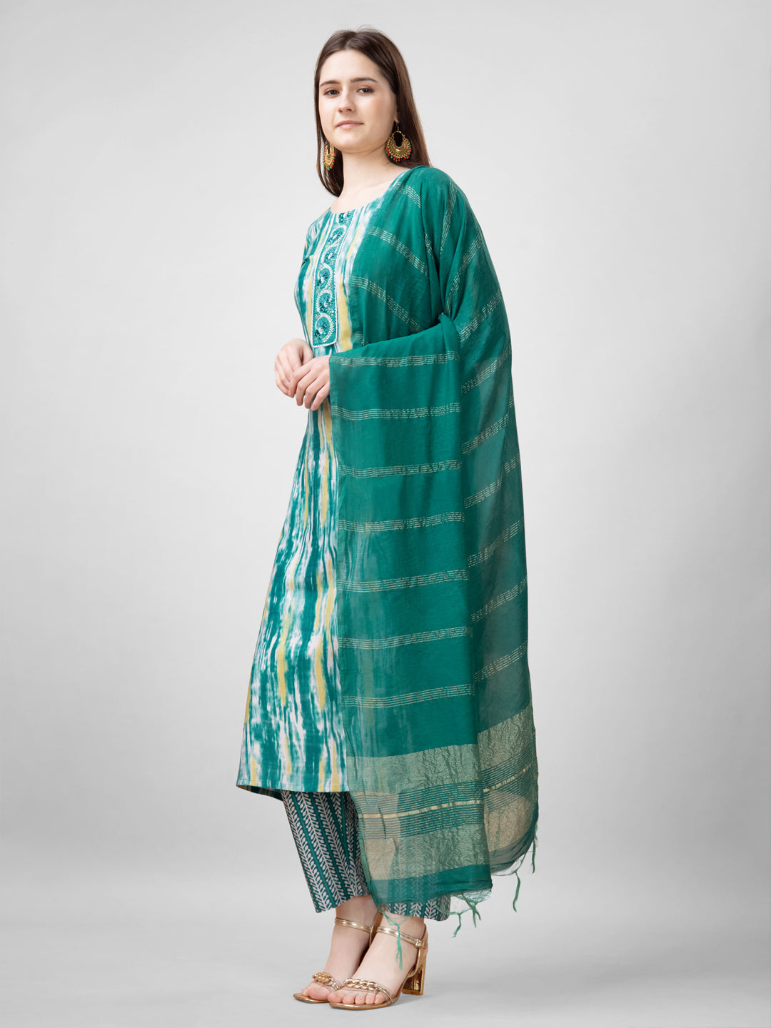 Comfort Fit Kurti Pant Set with Decorative Dupatta