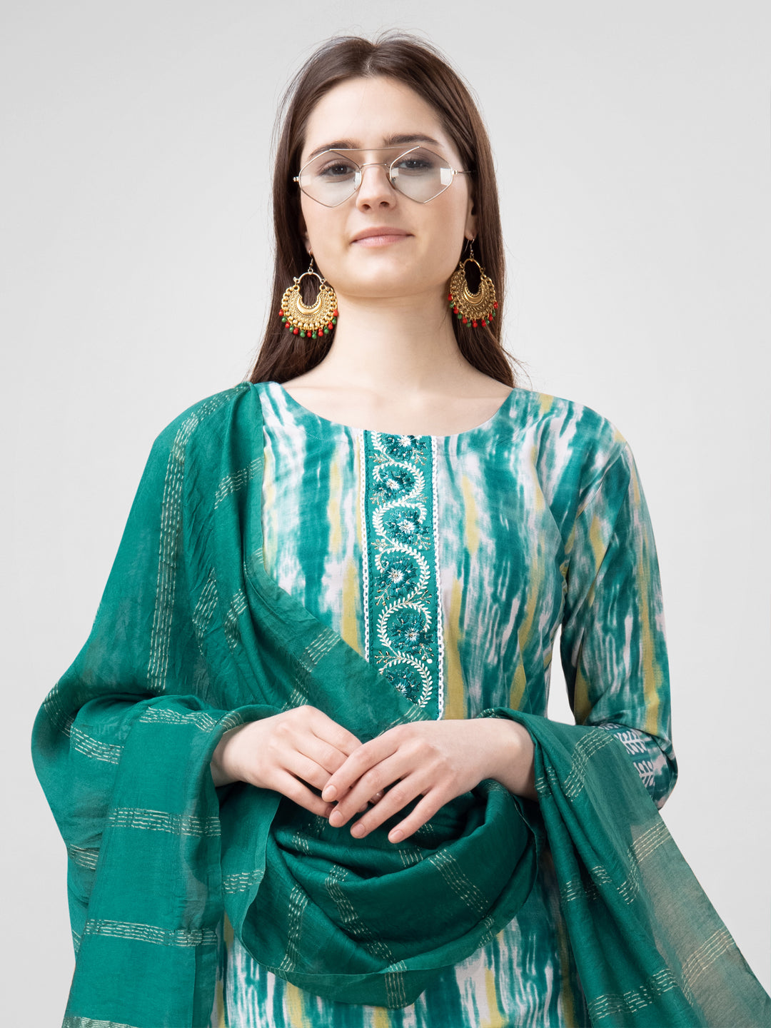 Comfort Fit Kurti Pant Set with Decorative Dupatta