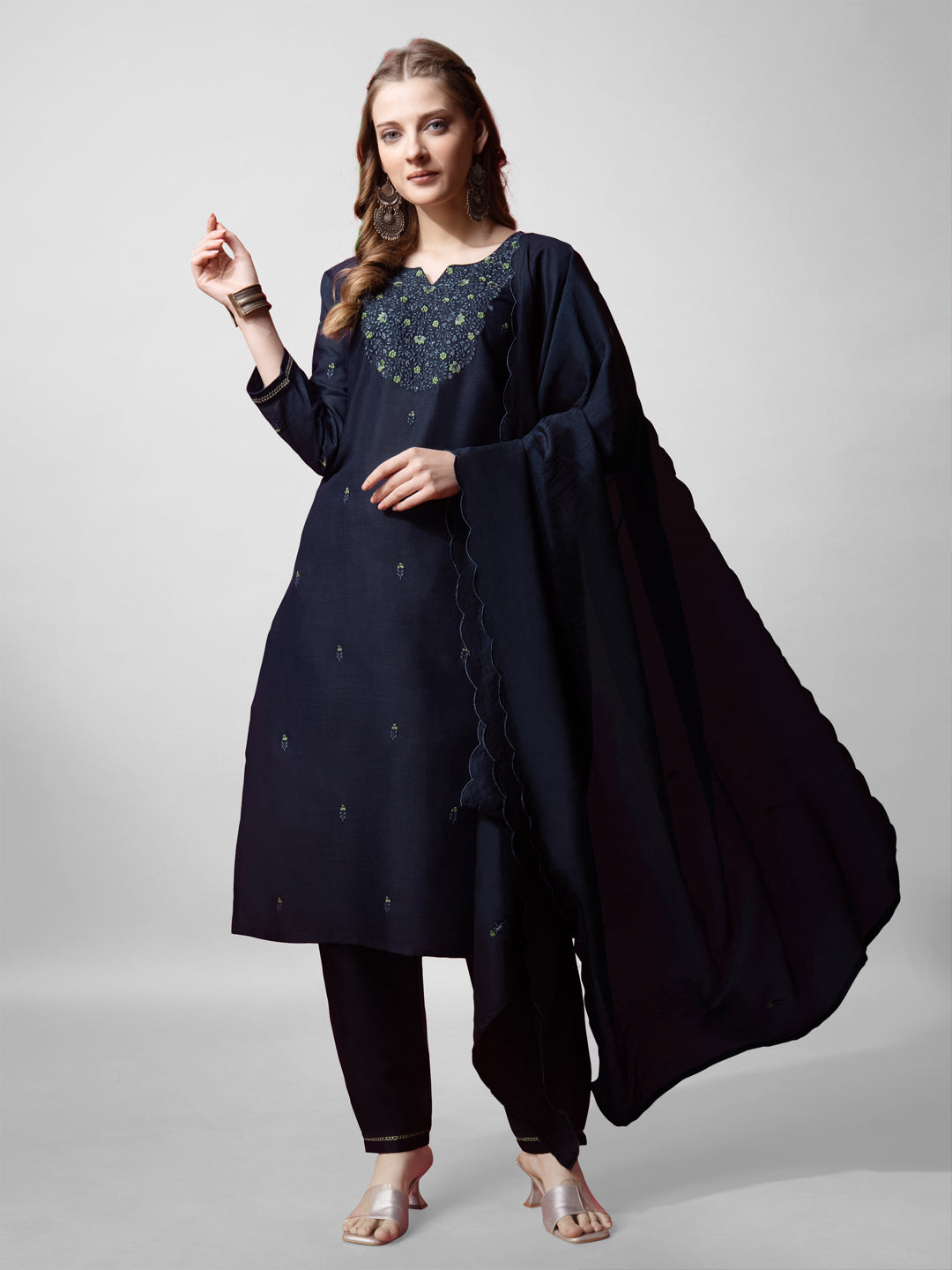 All-Day Comfort Kurti Suit Set with Lightweight Fancy Dupatta