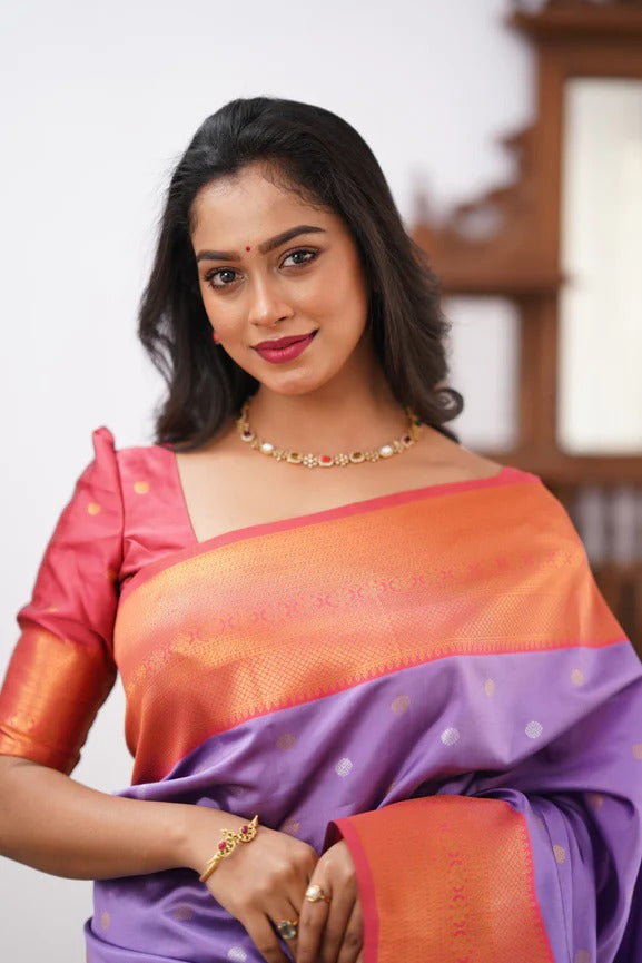 GoldEdge: Banarasi Silk Saree with Copper Zari And Statement Jacquard Border