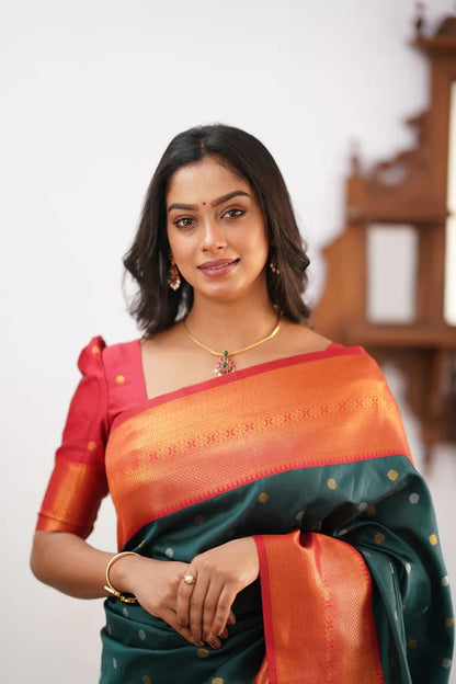 GoldEdge: Banarasi Silk Saree with Copper Zari And Statement Jacquard Border