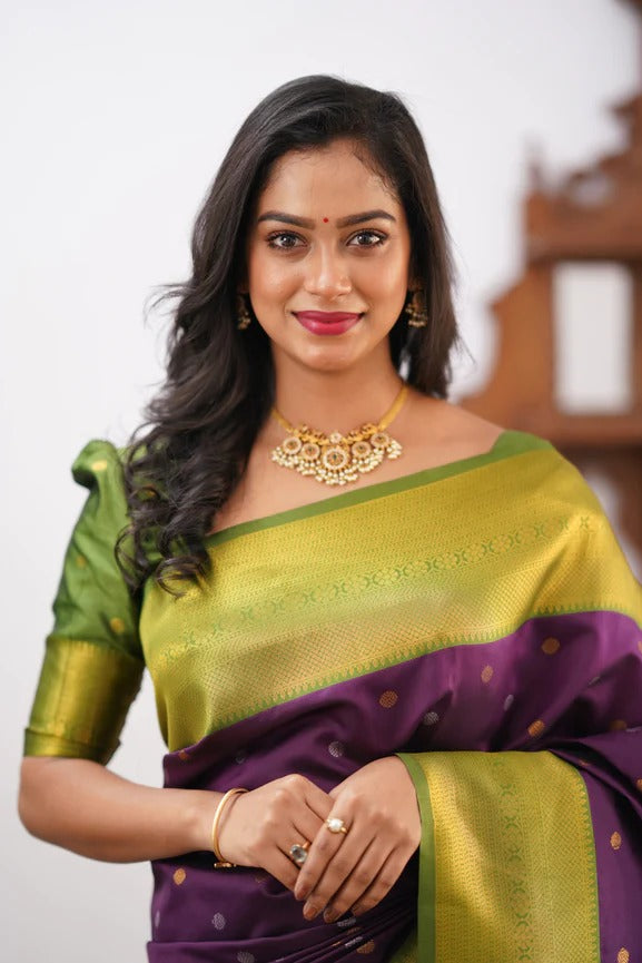 GoldEdge: Banarasi Silk Saree with Copper Zari And Statement Jacquard Border
