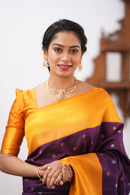 GoldEdge: Banarasi Silk Saree with Copper Zari And Statement Jacquard Border