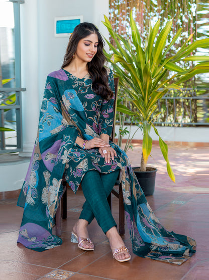 Fully Stitched Kurti Pant Dupatta Set | Stylish Cotton Festive Collection