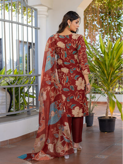 Designer Festival Kurti Set | Cotton Fabric | Pant And Dupatta Included