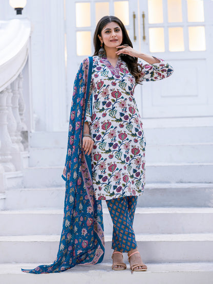 Cotton Kurti Pant Dupatta Ensemble | Festive Edition | Ready to Wear