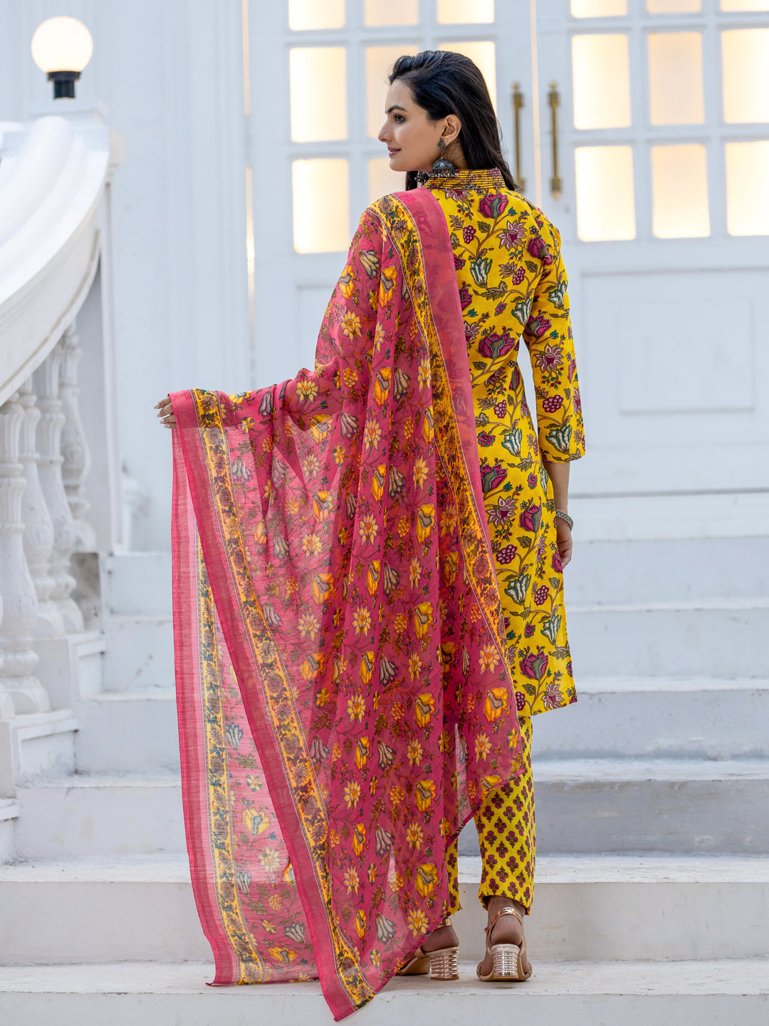 3-Piece Festival Kurti Set | Fully Stitched Cotton with Pant And Dupatta