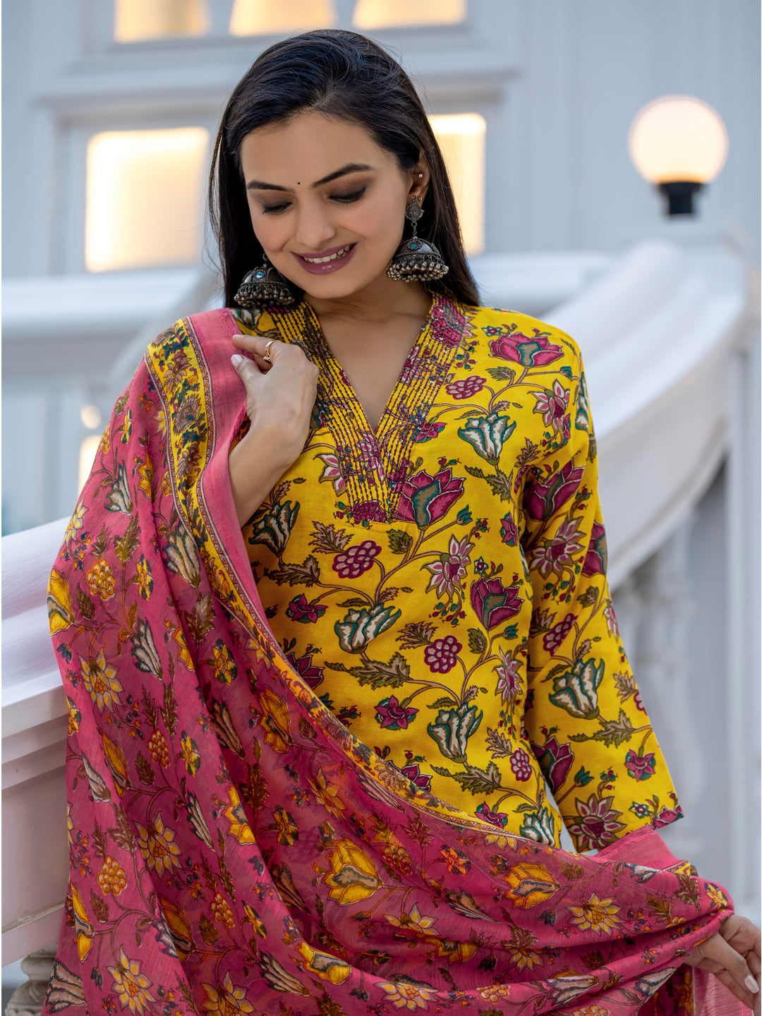 3-Piece Festival Kurti Set | Fully Stitched Cotton with Pant And Dupatta