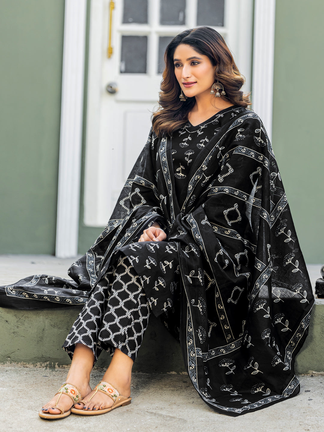 Festive Vibes Cotton Kurti Set | Pant And Dupatta | Ready to Wear
