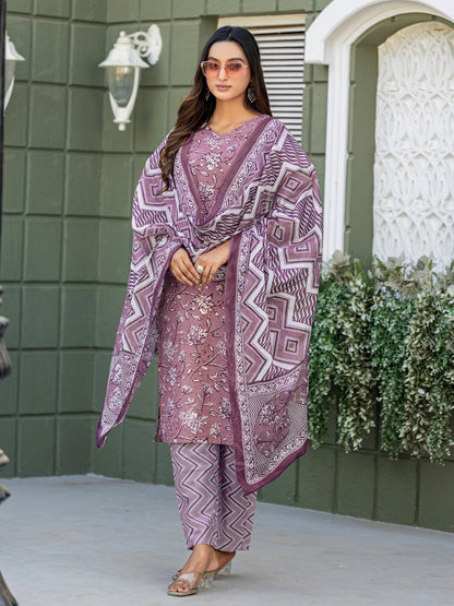 Elegant Cotton Kurti with Pant And Dupatta | Designer Festival Look
