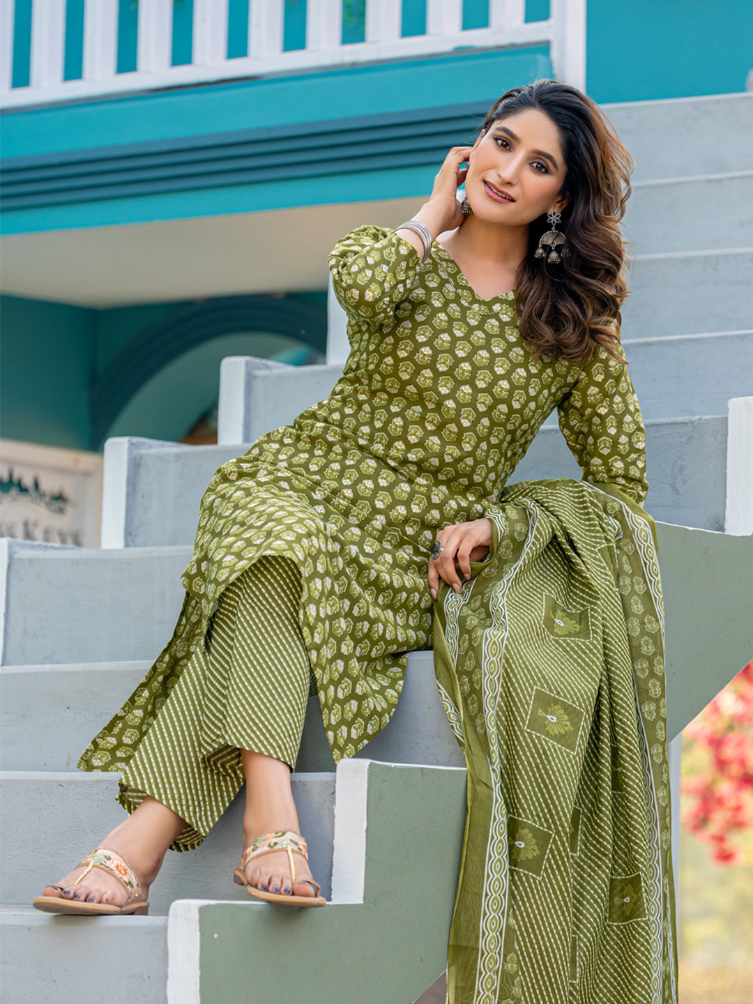 Readymade Kurti Set | Cotton Pant And Dupatta | Festival Favorite