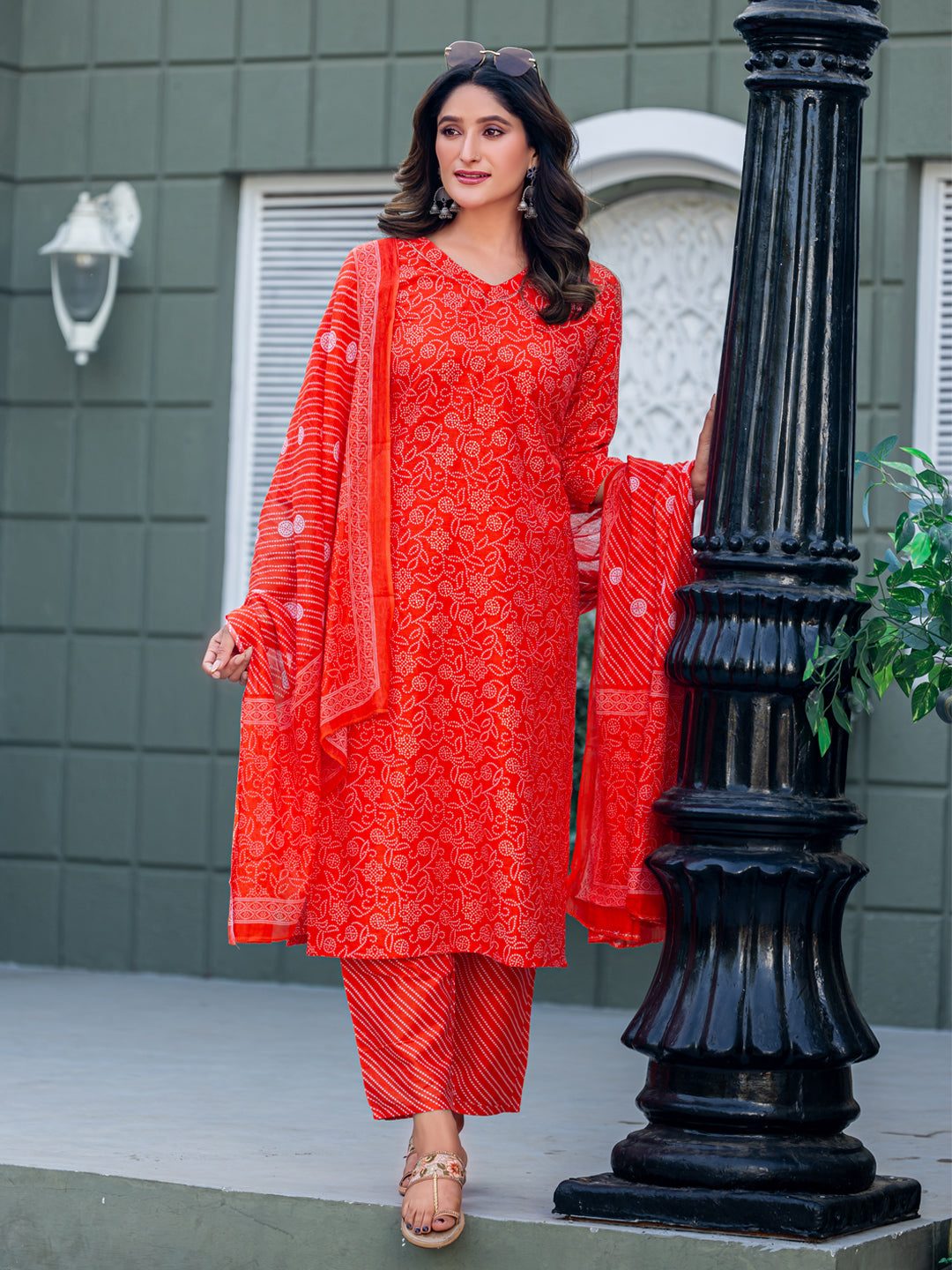 Women’s Cotton Kurti Set | Pant And Dupatta | Party/Festival Wear
