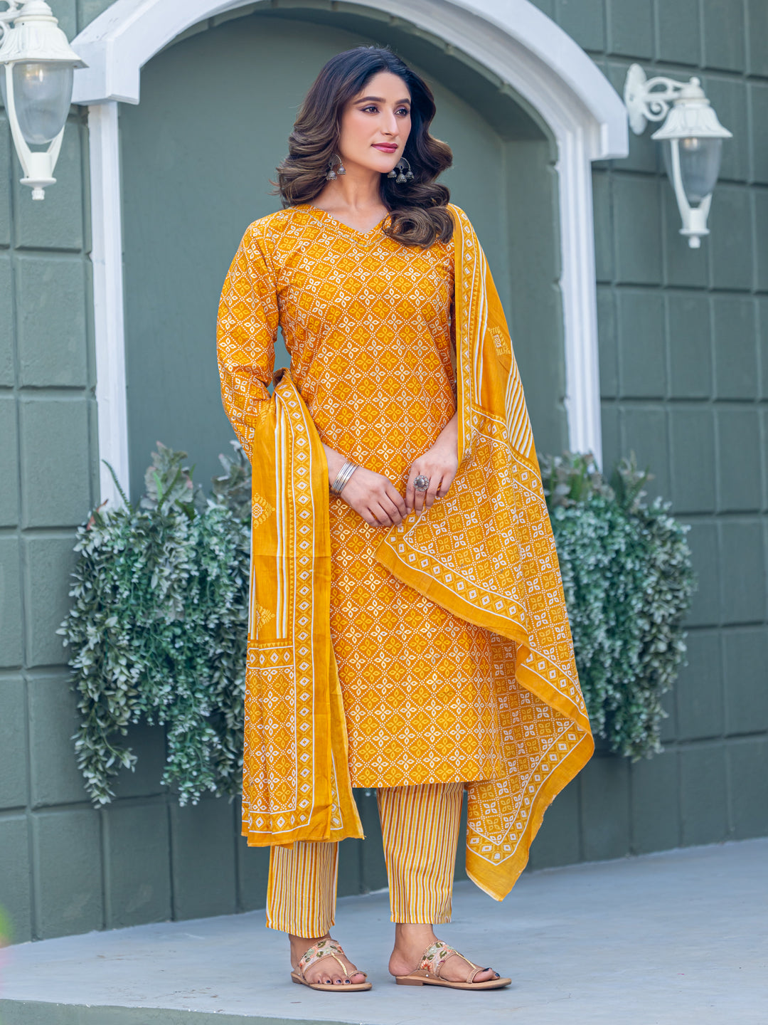Classic Festive Look | Cotton Kurti + Pant + Dupatta | Fully Ready