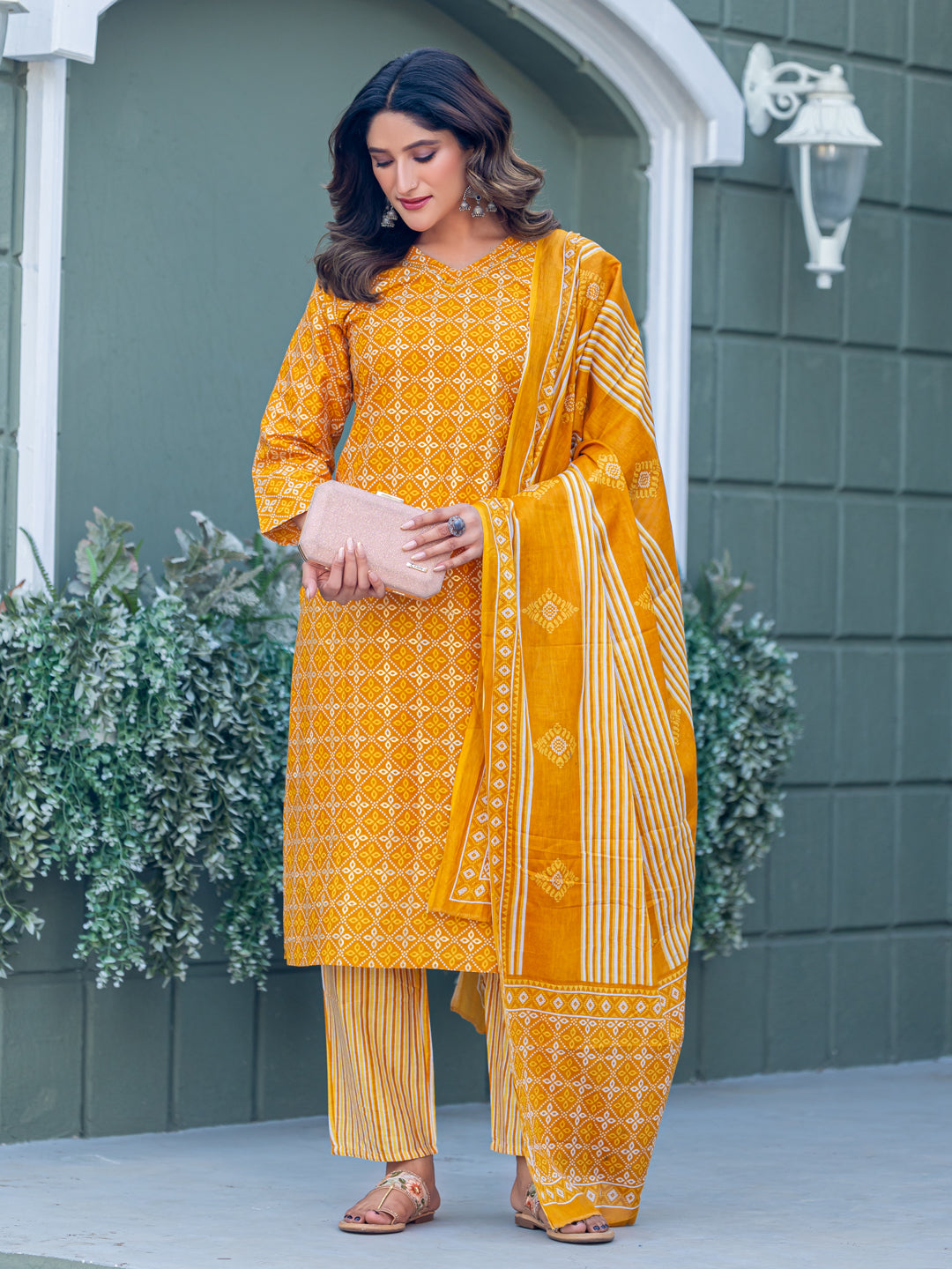 Classic Festive Look | Cotton Kurti + Pant + Dupatta | Fully Ready