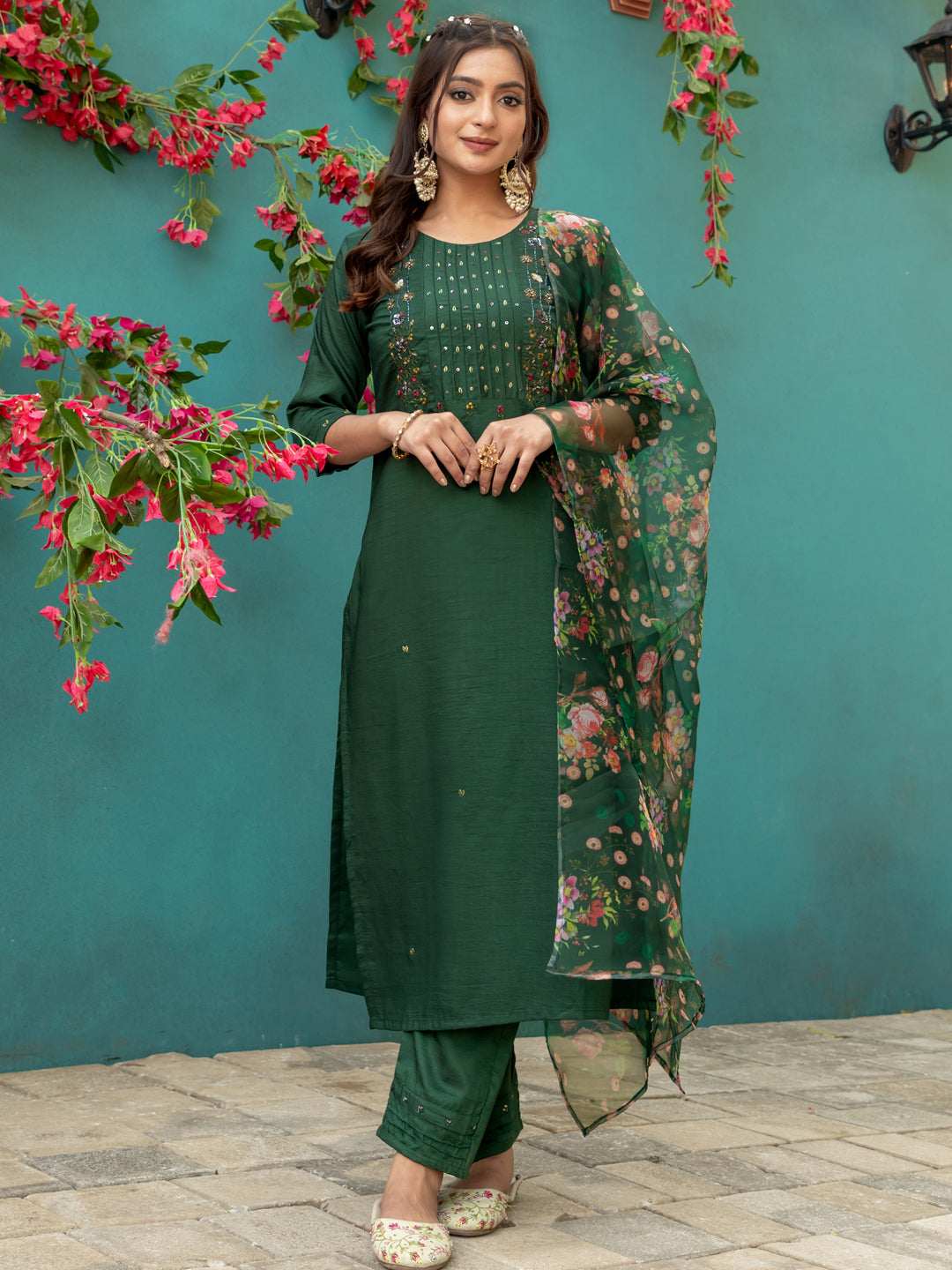 Fully Stitched Ethnic Cotton Set | Trendy Kurti with Pant And Dupatta