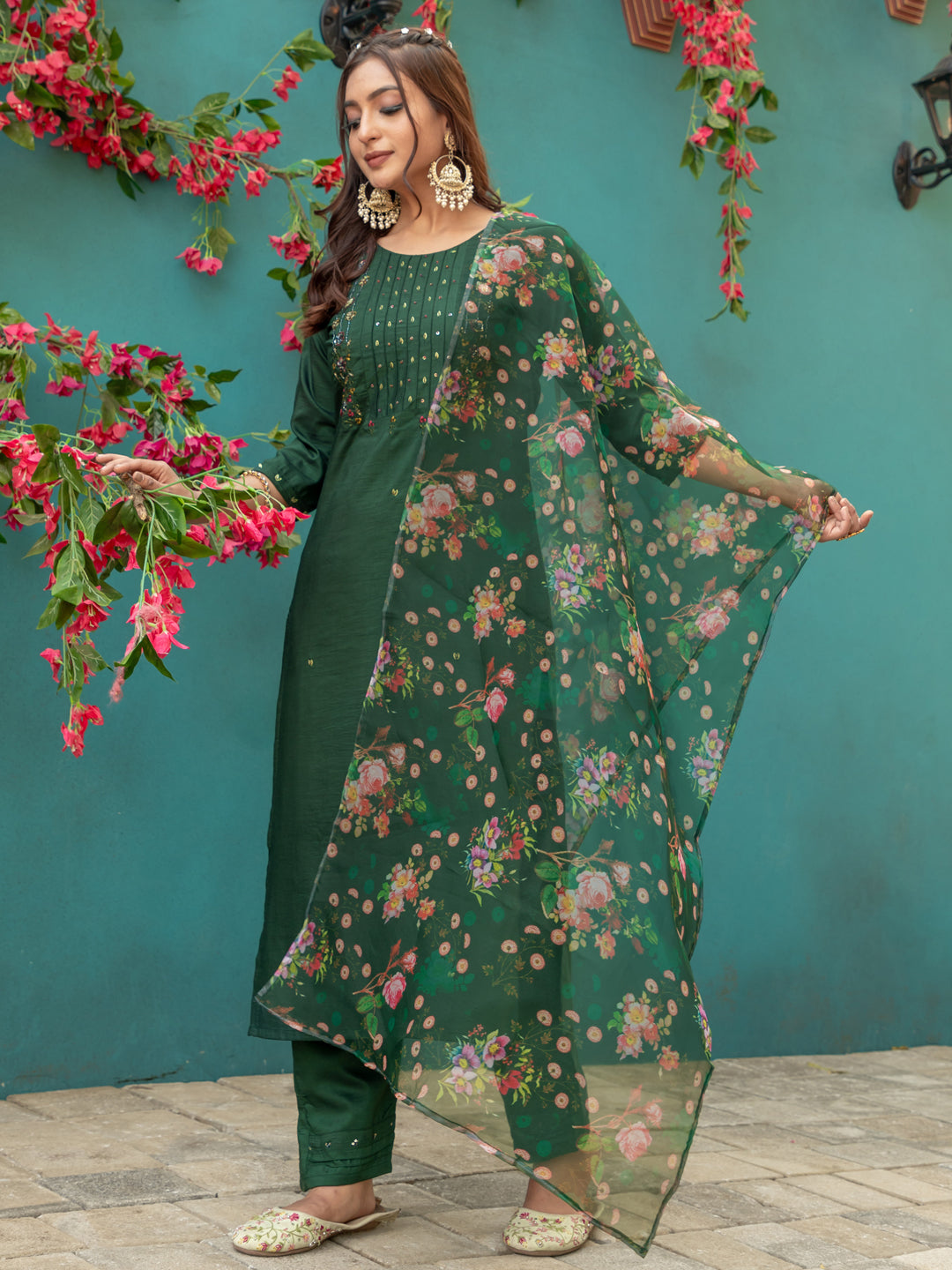 Fully Stitched Ethnic Cotton Set | Trendy Kurti with Pant And Dupatta