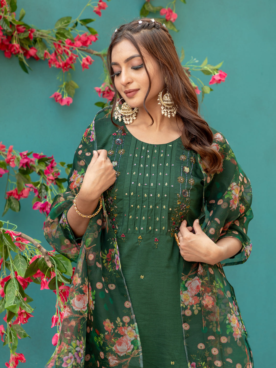 Fully Stitched Ethnic Cotton Set | Trendy Kurti with Pant And Dupatta