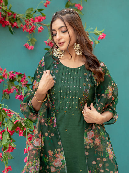 Fully Stitched Ethnic Cotton Set | Trendy Kurti with Pant And Dupatta