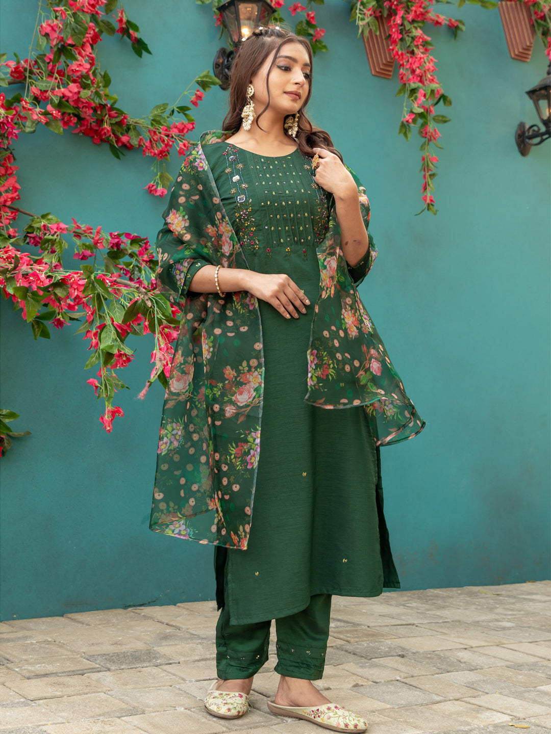 Fully Stitched Ethnic Cotton Set | Trendy Kurti with Pant And Dupatta