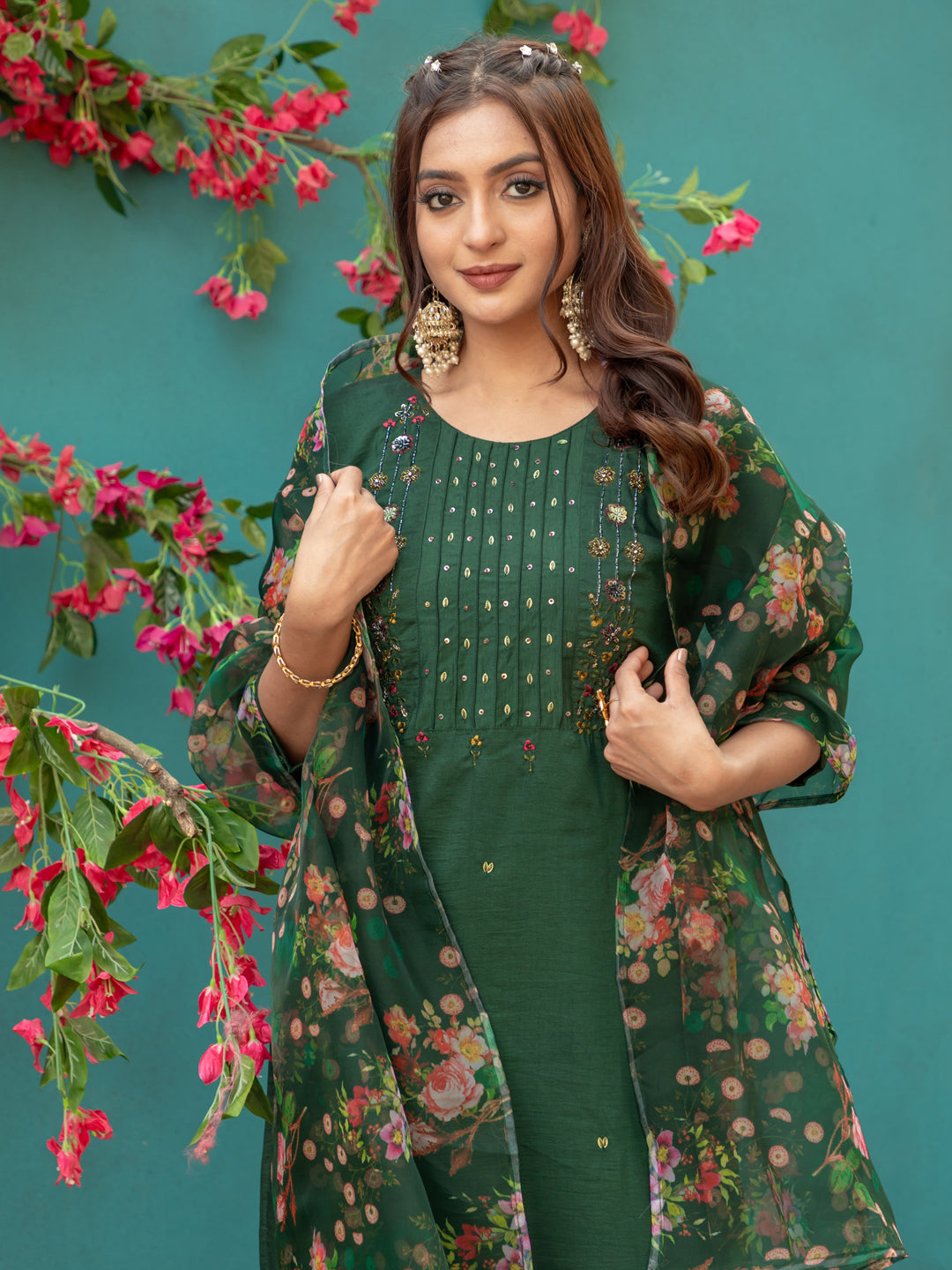 Fully Stitched Ethnic Cotton Set | Trendy Kurti with Pant And Dupatta