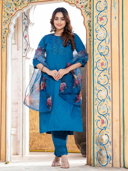 Readymade Festival Kurti Set | Pant And Dupatta Combo | Cotton Comfort