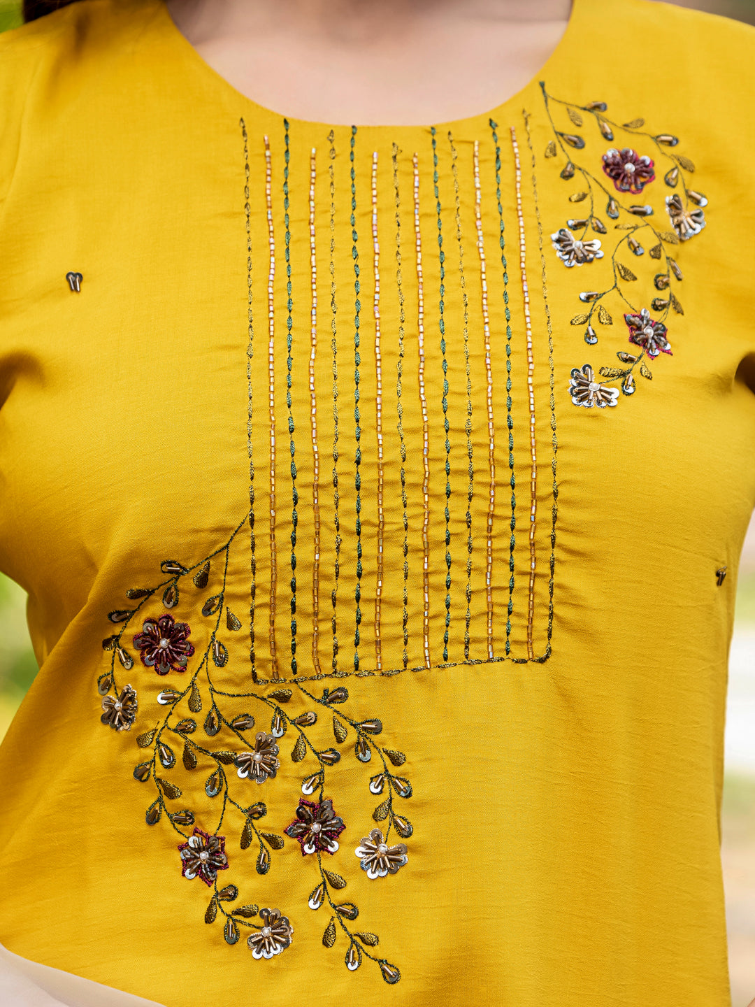 Graceful Kurti Set in Cotton | 3-Piece Fully Stitched | Festival Edition