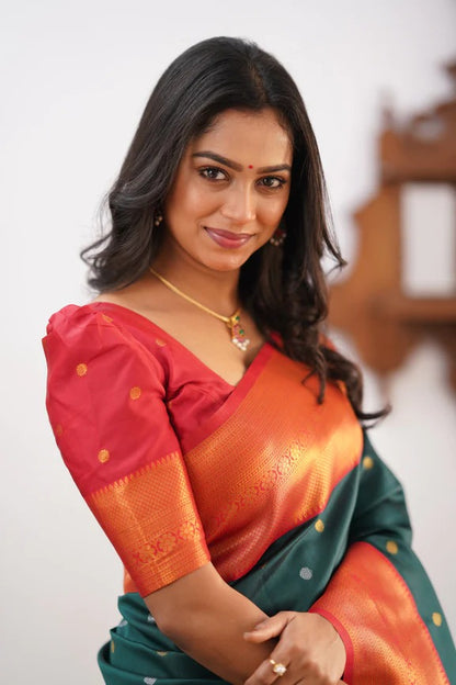 GoldEdge: Banarasi Silk Saree with Copper Zari And Statement Jacquard Border