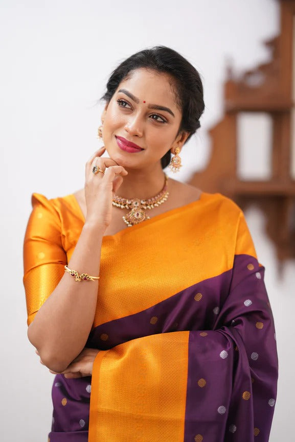GoldEdge: Banarasi Silk Saree with Copper Zari And Statement Jacquard Border