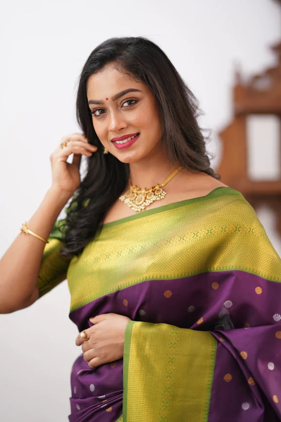 GoldEdge: Banarasi Silk Saree with Copper Zari And Statement Jacquard Border