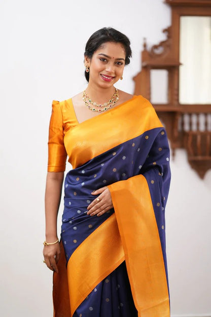GoldEdge: Banarasi Silk Saree with Copper Zari And Statement Jacquard Border