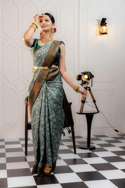 Runglory Elegant Floral Bloom Banarasi Silk Saree-Minimum Qty -10 Pic
