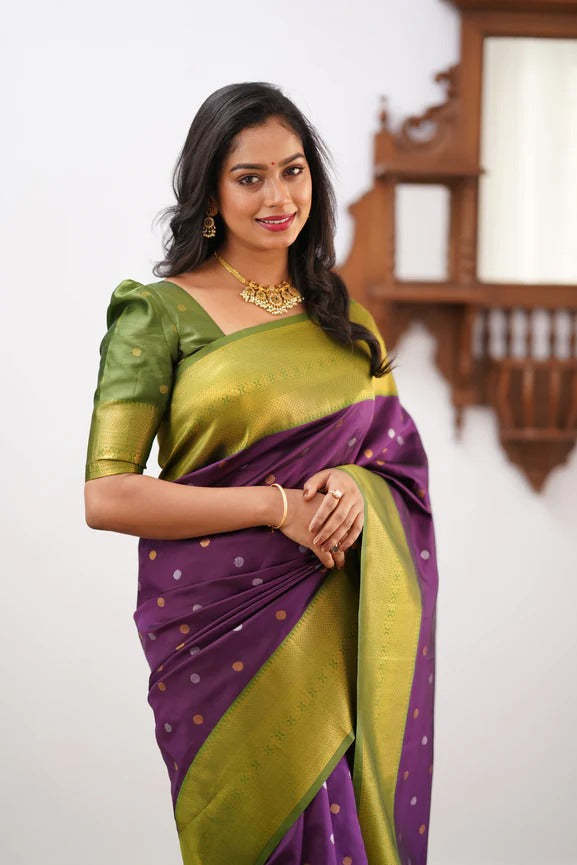 GoldEdge: Banarasi Silk Saree with Copper Zari And Statement Jacquard Border