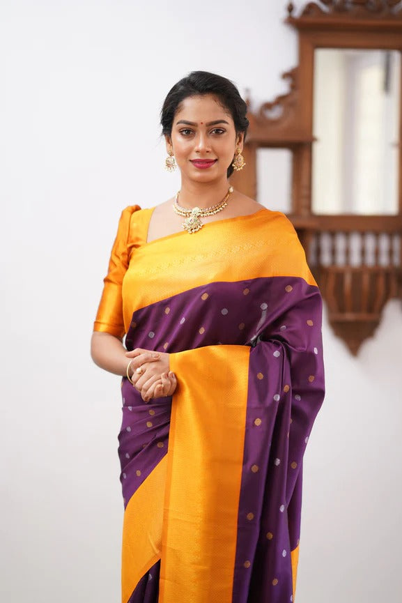 GoldEdge: Banarasi Silk Saree with Copper Zari And Statement Jacquard Border