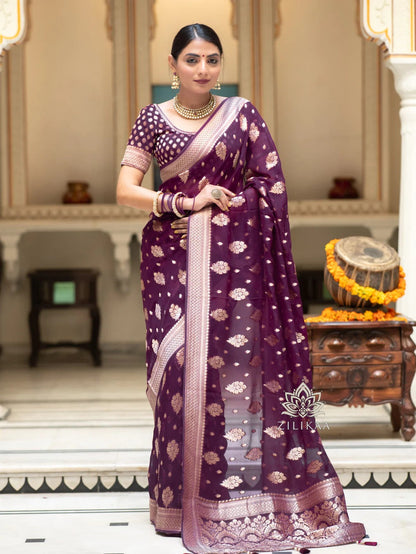 Regal Banarasi Silk Saree with Intricate Brocade & Golden Zari Accents-Minimum Qty -10 Pic
