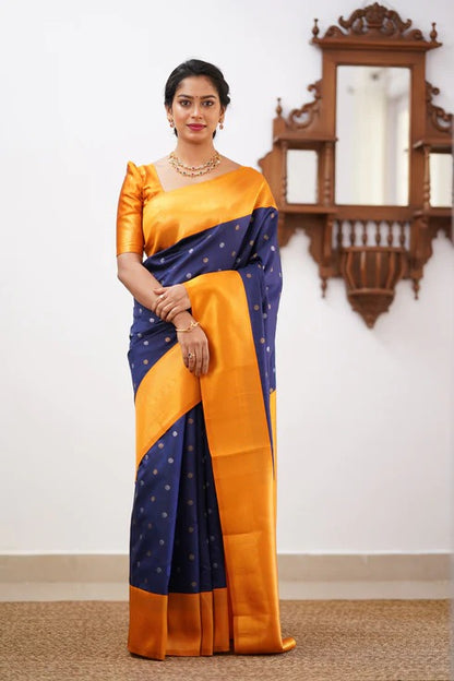 GoldEdge: Banarasi Silk Saree with Copper Zari And Statement Jacquard Border