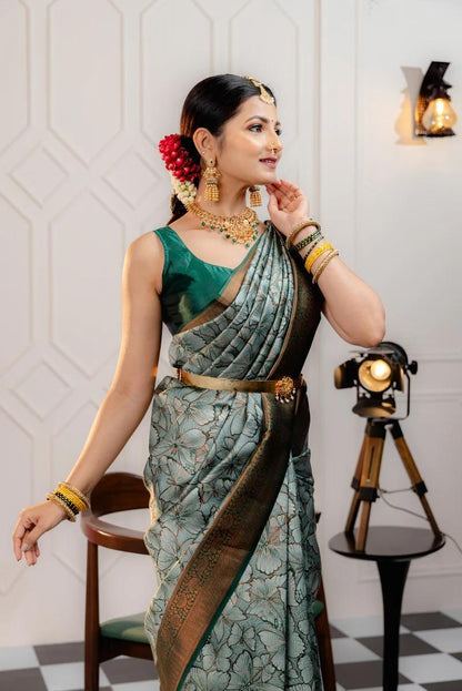 Runglory Elegant Floral Bloom Banarasi Silk Saree-Minimum Qty -10 Pic