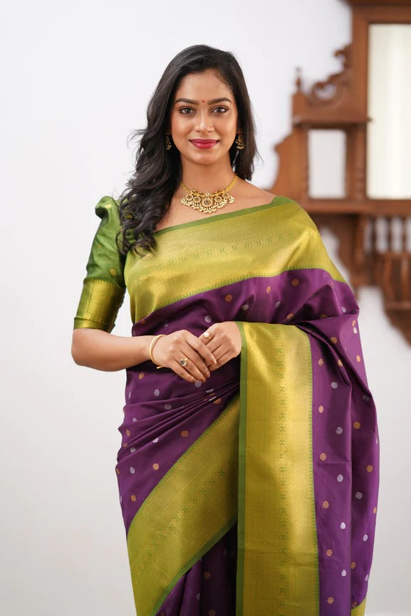 GoldEdge: Banarasi Silk Saree with Copper Zari And Statement Jacquard Border