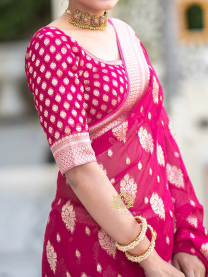 Regal Banarasi Silk Saree with Intricate Brocade & Golden Zari Accents-Minimum Qty -10 Pic