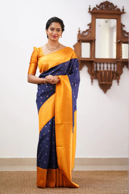 GoldEdge: Banarasi Silk Saree with Copper Zari And Statement Jacquard Border