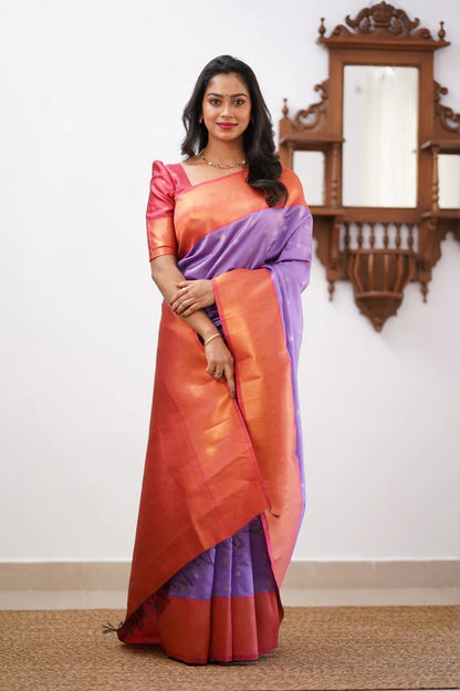GoldEdge: Banarasi Silk Saree with Copper Zari And Statement Jacquard Border