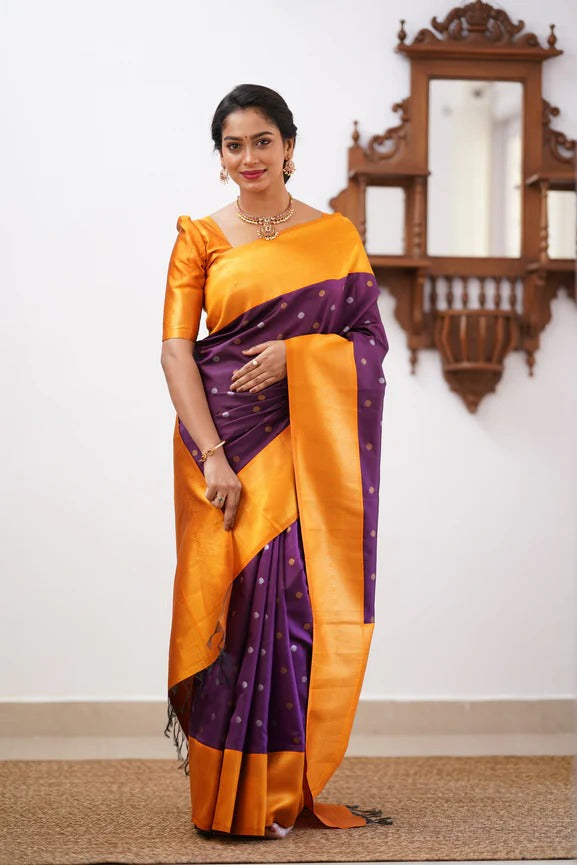 GoldEdge: Banarasi Silk Saree with Copper Zari And Statement Jacquard Border